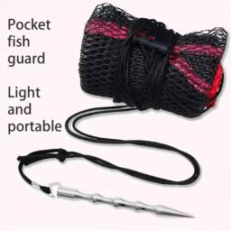 Saco de malha de pesca dobrável espessamento rede de peixes vivos com boca de pacote para rede de pesca/medusa/camarão/fusão/alhas armadilhas de pesca - Image 4