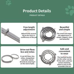 Anti Flea and Ticks Pet Collar, 8 meses de proteção, retrátil, adequado para cachorro e gato, acessórios para cães, 2 pcs, 1pc - Image 6
