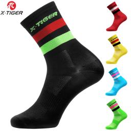 X-TIGER-Meias de ciclismo profissional para homens e mulheres, respirável, esportes, bicicleta, corrida, bicicleta, desgaste de compressão, alta qualidade - Image 1