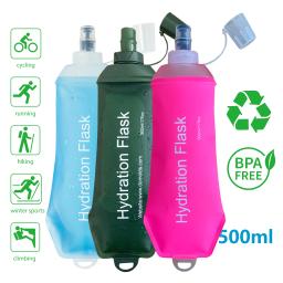 Garrafa de Água Dobrável AXEN, Frasco Macio Dobrável para Maratona, Trail Running, Jogging, Camping, Ciclismo, TPU, 500ml - Image 1