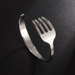 Pulseira de aço inoxidável Faca e Garfo Garfo para Homens e Mulheres, Design Criativo, Amizade, Punho de Braço, Aberto, Divertido, Tendência, Jóias - Image 2