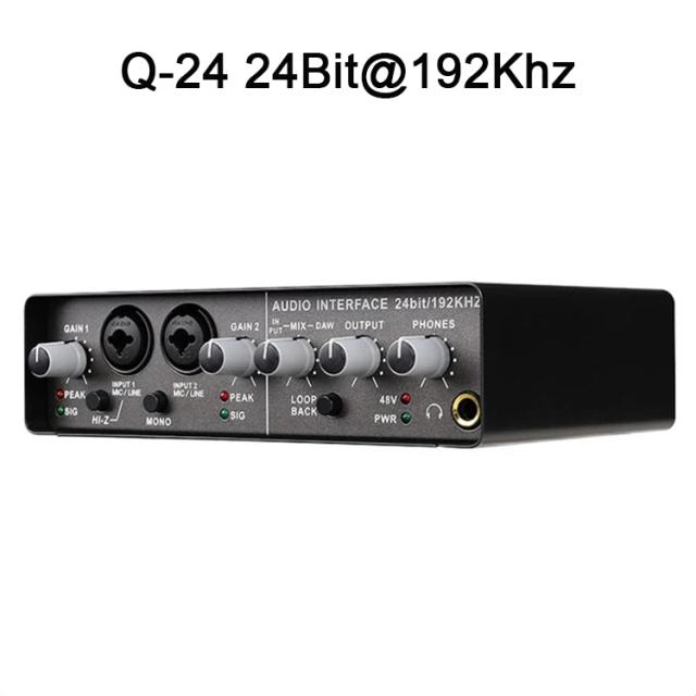 Interface de Áudio USB Profissional com Monitor, Gravação de Guitarra Elétrica e Alimentação Phantom 48V - Mixers Q-24, Q-12 e Q-22