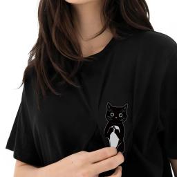 CLOOCL-camiseta de algodão com animais impressos para homens e mulheres, tops casuais, camiseta preta engraçada, gato e cachorro, roupas Y2K, verão - Image 2