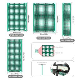 20 pçs/lote PCB Protótipo Placa Prototboard Universal Stripboard Prototipagem Veroboard 2x8 3x7 4x6 5x7 5 Pcs Cada Mix Gree - Image 3