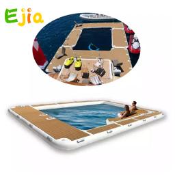 Plataforma flutuante inflável antiderrapante, Piscina do mar do oceano, Plataforma de doca com rede para iate, Piscina, 13ft, 4m, EVA, Inventário de frete grátis - Image 3