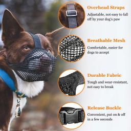 Ajustável respirável Pet Dog Muzzles, tampa da boca, Anti Bark, mordida malha, máscara para cães - Image 3