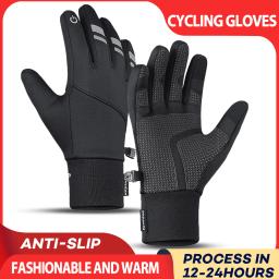 Luvas reflexivas de ciclismo para homens, tela sensível ao toque, impermeável, à prova de vento, bicicleta, esportes, luva, quente, motocicleta, esqui, inverno - Image 1