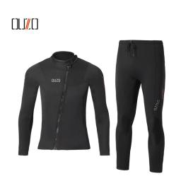 Terno de mergulho em neoprene para homens e mulheres, jaqueta wetsuit, top e calças, split surf, roupa subaquática, 3mm - Image 1