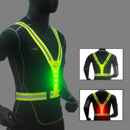 Coletes de segurança reflexivos com luz LED, Colete ajustável, Jaqueta elástica, Colete de ciclismo, 3 modos de luz, Colete esportivo - Image 1