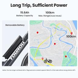 Touroll-Bicicletas Elétricas com Freio a Disco, Trekking E-Bike, Motor 250W, Bateria 15.6Ah, Pneu 27,5 ", 25 kmph, Velocidade, Mecânica, Freio, E-Brake - Image 4
