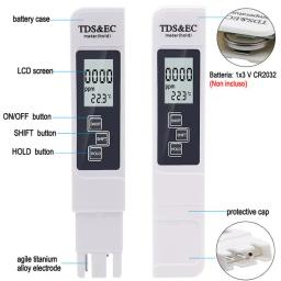 Profissional 3 em 1 água Tester, TDS CE Medidor de Temperatura, Digital LCD água Testing Pen, filtro de pureza, qualidade - Image 3