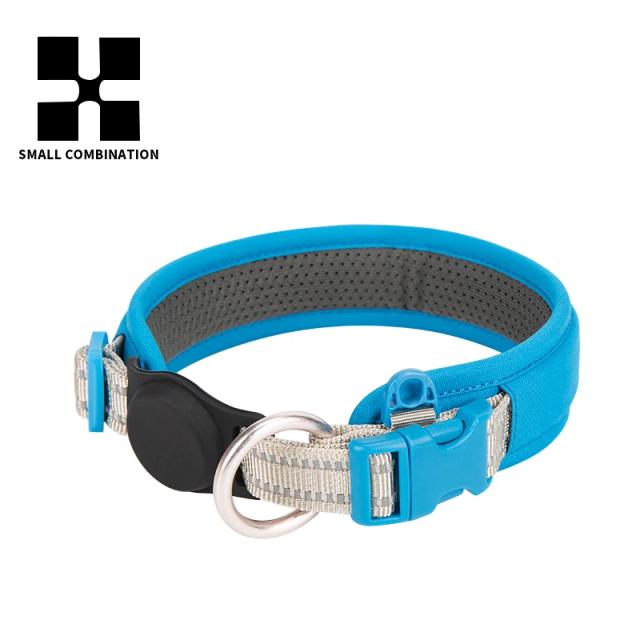 Colar para Cães Personalizado com AirTag, Ajustável, Nylon Reflexivo e Acolchoado - Acessórios para Pequenos, Médios e Grandes Pets