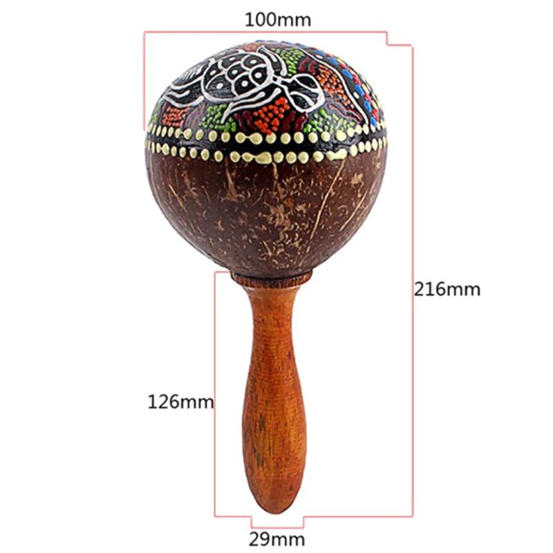 1 Pc Madeira Natural Coco Shell Mão Martelo Maraca Shakers Percussão Instrumento Musical Arte Artesanato Brinquedo Para Crianças Presente - Image 1