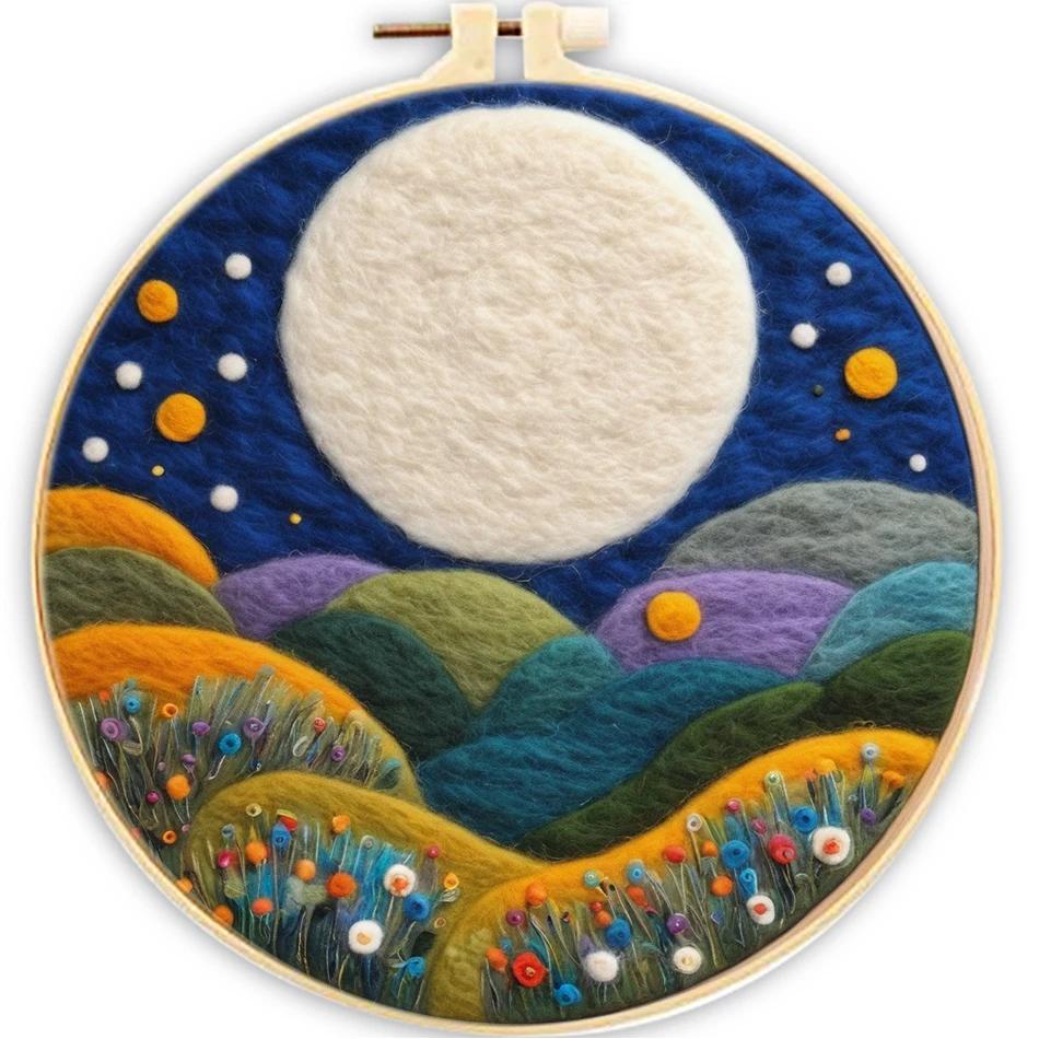 GATYZTORY-Moldura De Pintura De Feltragem De Lã, Agulha Bordada, Artesanato De Madeira DIY, Paisagem Artesanal, Decoração De Casa Para Adultos, 20x20 - Image 1