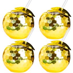 Cocktail Óculos com Flash Disco Ball, exclusivo Cocktail Óculos, Óculos de festa, lanterna de palha, vinho taças, copos de bebida, 4PCs - Image 3