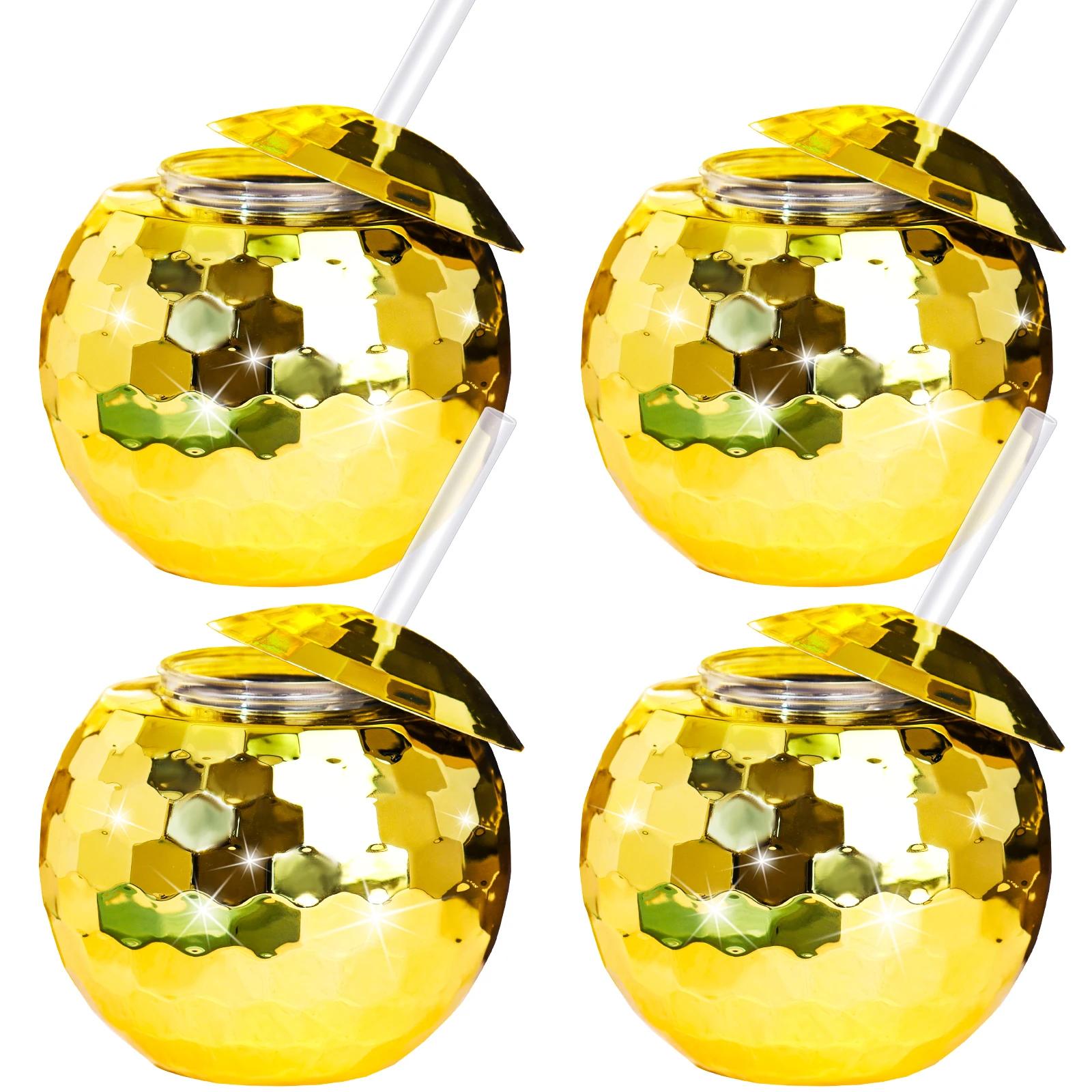 Cocktail Óculos com Flash Disco Ball, exclusivo Cocktail Óculos, Óculos de festa, lanterna de palha, vinho taças, copos de bebida, 4PCs - Image 1