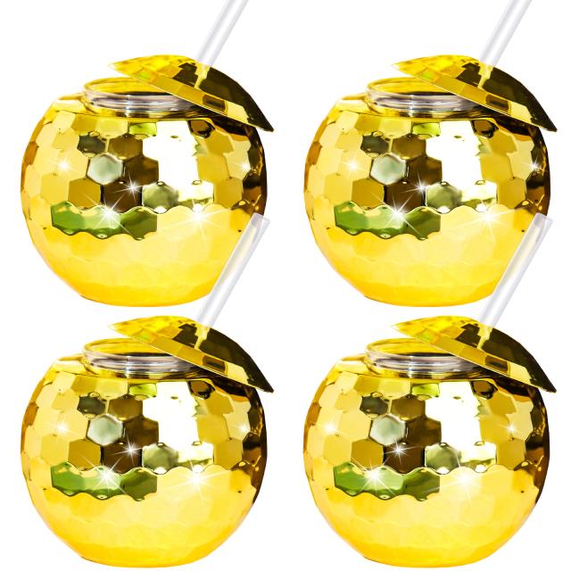 Óculos de Cocktail com Flash Disco Ball: O Acessório Exclusivo para Festas com Lanterna de Palha e Taças de Vinho em Pacote com 4 Peças