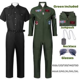 Traje de piloto da Força Aérea para adultos e crianças, traje de piloto, traje de voo, macacão verde do exército masculino, adulto - Image 1