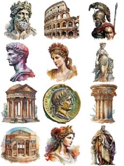 12 unidades/pacote vintage antigo roma adesivo diy artesanato scrapbooking álbum lixo diário adesivos decorativos - Image 2