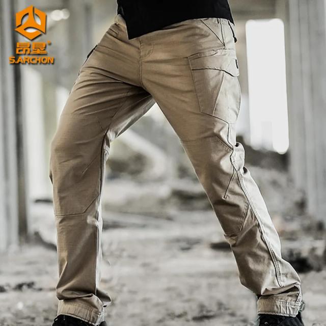 Calça Tática Masculina Impermeável e Elástica para Treinamento ao Ar Livre na Primavera e Outono