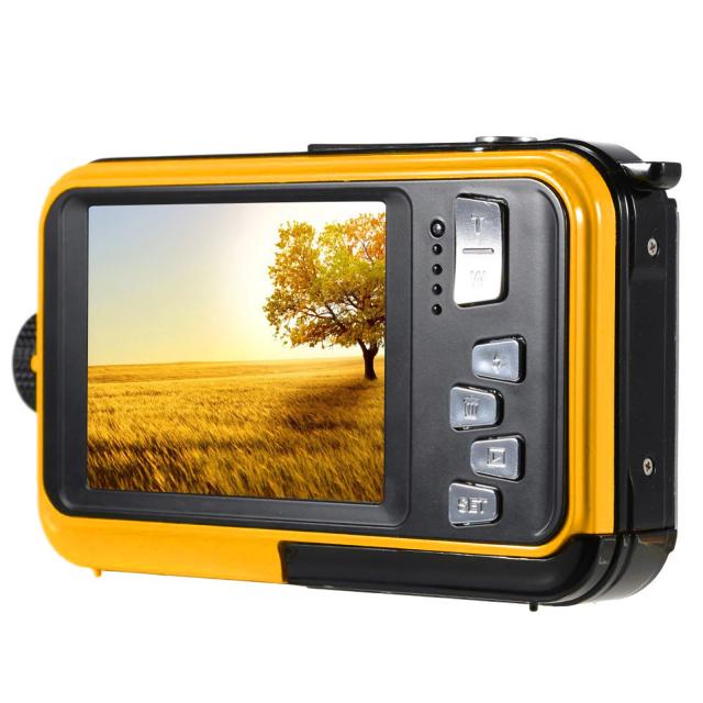 Câmera Subaquática Digital com Self-Timer, Tela Dual, Impermeável, HD 2.7K, 48MP e Gravação de Vídeo para Mergulho