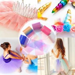 Arco-íris Glitter Tulle Rolls, Tecido Gradiente, Rede De Fita, Carretel, Artesanato De Costura Brilhante, 1 Rolo - Image 4