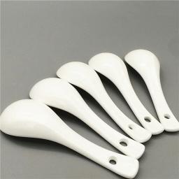 Colher de sopa de cerâmica, 14cm, branca, japonesa, osso de gato, china, utensílios de cozinha, restaurante, louças - Image 5