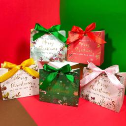 Caixas de lembrancinhas para festa de natal, caixas de doces, sacos de chocolate, caixas de presente com fitas douradas para decoração de festa de natal - Image 1