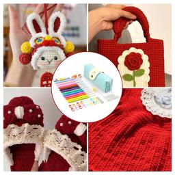 Conjunto de ferramentas de costura de fio de artesanato portátil acessórios de tricô mão ferramenta de crochê kite para iniciante diy bordado handwork costura - Image 3