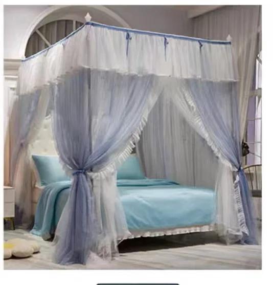 Rede Mosquiteira Rosa de Camada Dupla para Quartos Familiares - Estilo Princesa com Cortina de Três Portas