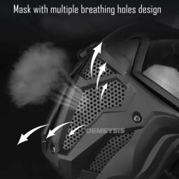 Conjunto de meia máscara tática e óculos destacáveis, caça ao ar livre, airsoft, paintball, rosto inteiro, máscaras de proteção com micro ventilador - Image 4