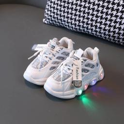 OULYLAN-Sapatos de malha respirável LED para crianças, tênis casuais para meninos e meninas, tênis leves para corrida ao ar livre - Image 3