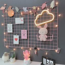 Home Decoração Da Parede DIY Arte Ferro Grade, Photo Frame, Cartões Postais De Armazenamento, Art Display, Armazenamento Rack, Titular, Prateleira Organizador - Image 4