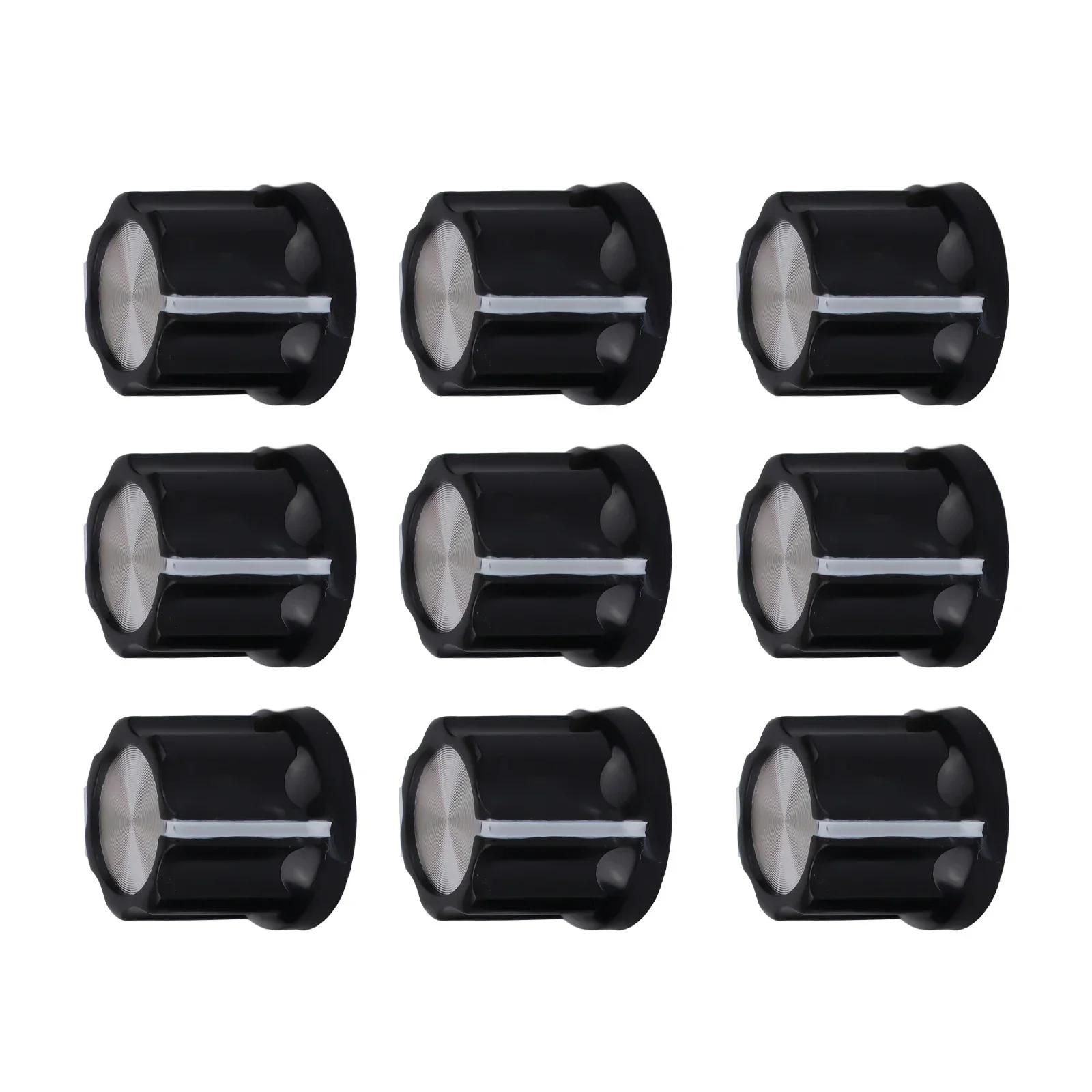 Botão de tom de guitarra, 6mm, buraco, baixo, preto, 10x12x4x2cm, tipo d, plástico, folha de alumínio, potenciômetro, 10 peças - Image 1