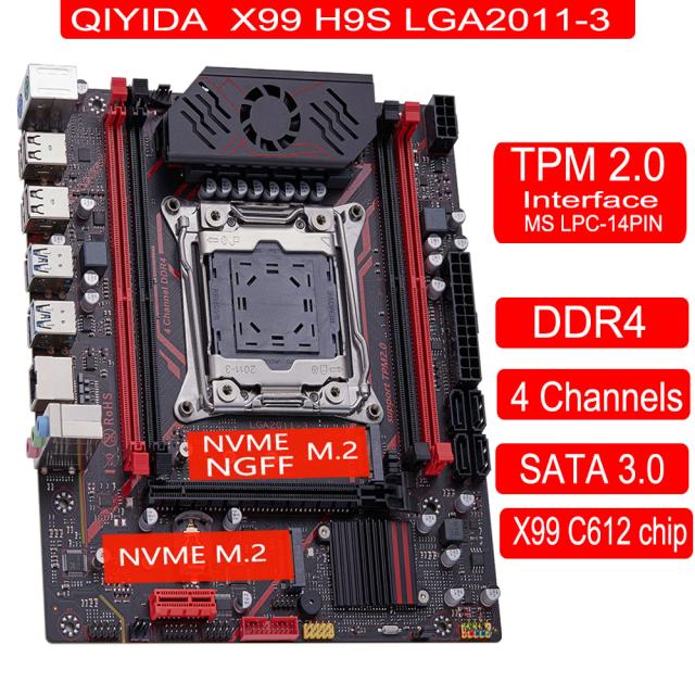 QIYIDA X99 Placa-Mãe LGA 2011 3 NVME M.2 DDR4