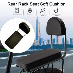 Almofada do assento traseiro de bicicleta com encosto, sela impermeável, esponja grossa macia universal, acessórios de bicicleta - Image 3