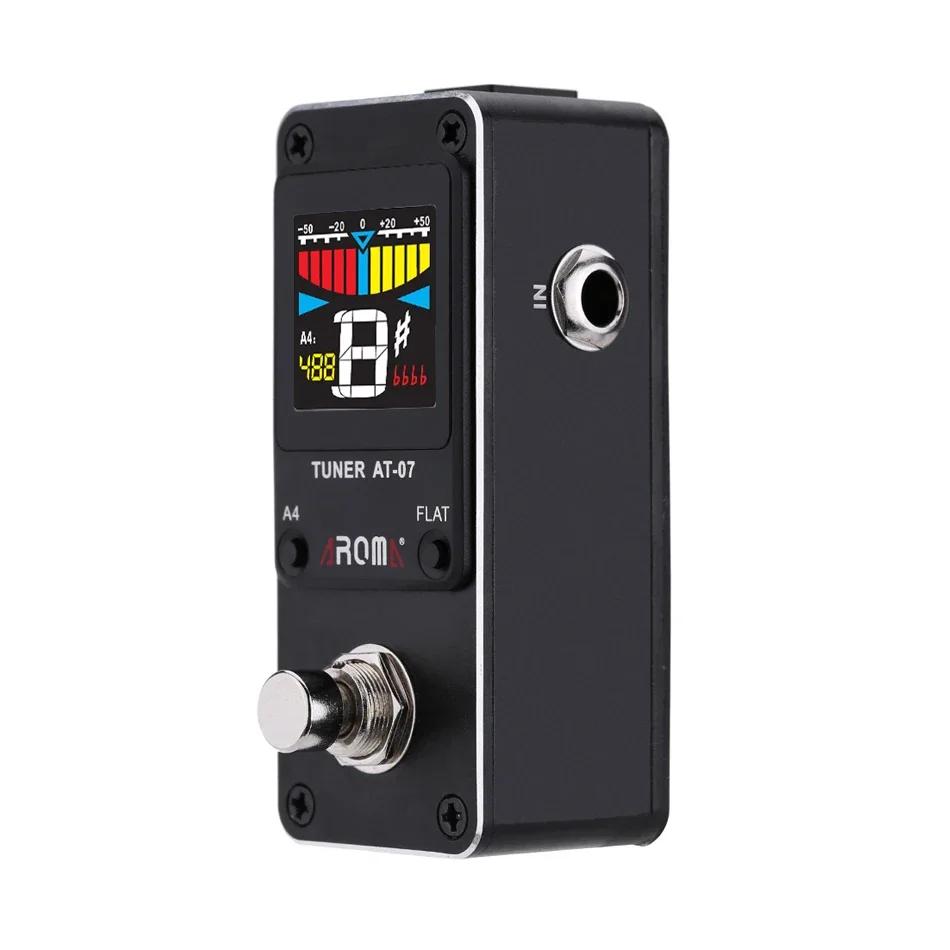 Aroma at-07 mini pedal de efeito afinador de guitarra, afinação cromática, concha de metal, display hd para palco e estúdio - Image 1