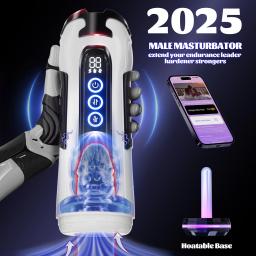 Masculino copo de masturbação elétrica app controle ai aquecimento boquete 9 sucção empurrando modos vibração masturbador brinquedos sexuais para o homem - Image 1