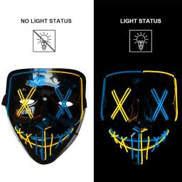 Máscara de Néon LED com Luvas Brilhantes, Máscaras de Festa Masquerade, Trajes Cosplay, Máscaras Light Glow in the Dark, Presente de Natal - Image 4