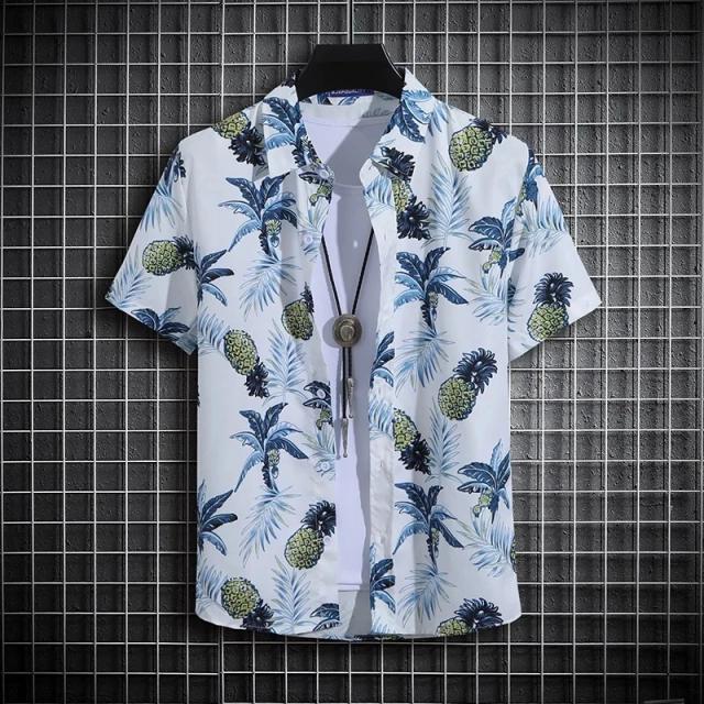 Camisa Polo Masculina de Praia com Manga Curta e Gola Alta - Estilo Casual Havaiano para o Verão