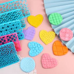 Ferramentas de carimbo de argila de polímero plástico cerâmica molde de gravação flores molde de impressão diamante diy cerâmica textura escultura modelo - Image 3