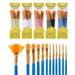 Conjunto De Pincéis De Tinta Acrílica, Cabeça De Escova De Nylon Aquarela, Pintura A óleo, Guache, 5 Pacotes, 60Pcs - Image 3