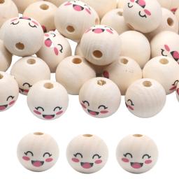 Dos Desenhos Animados Sorridente Rosto Contas De Madeira para Bordados, Artesanato DIY, Ornamentos Para Casa, Jóias Fazendo Acessórios, 10PCs, 20mm - Image 2