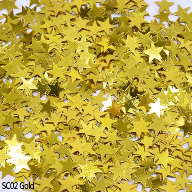 Confete de Estrela Glitter Acrílico 6/10mm para Decoração de Festas, Aniversários e Casamentos