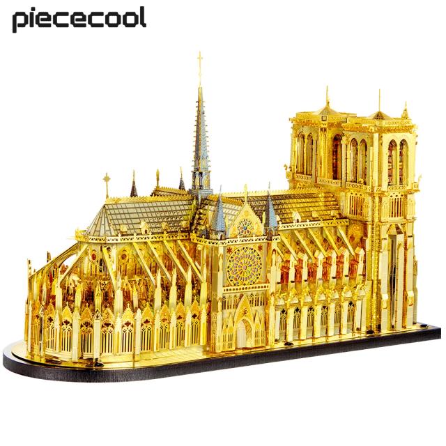 Kits de Construção em Metal 3D Notre Dame de Paris - Puzzle Grande DIY e Decoração para o Lar 24cm