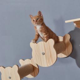 Móveis de parede Hammock para gato, Prateleiras De Escalada, Gato Arranhando Post, Escada De Madeira, Escada De Sisal, Quadro De Escalada - Image 4