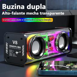 V8 transparente mecha alto-falante, sem fio, bluetooth, som, luz, ritmo, subwoofer, tss, estéreo, cyberpunk, centro de música, chamada mãos-livres - Image 2