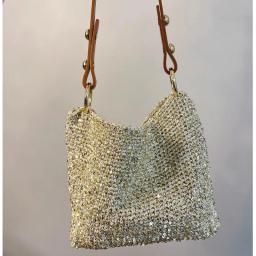 Fio oco de seda brilhante Lurex, fio de tricô metálico prata pura ouro, DIY mão malha boneca saco chapéu, 100g 600m - Image 6