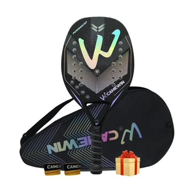 Camewin Raquete de Tênis de Praia em Fibra de Carbono para Adultos, com Superfície Áspera, Ideal para Jogadores Seniores e Esportes ao Ar Livre