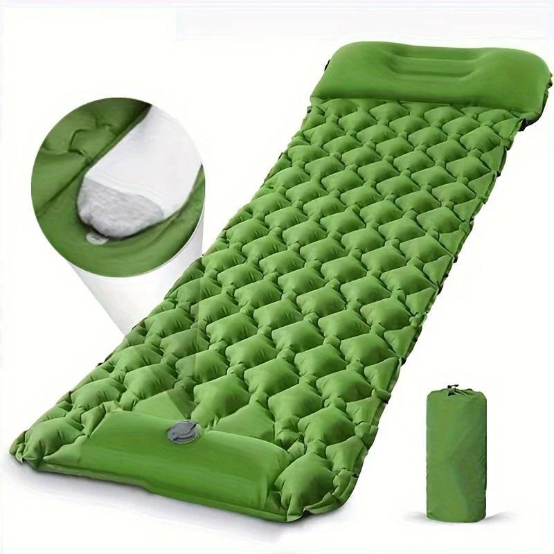 Outdoor Camping colchão inflável, almofada de dormir com travesseiros, ultraleve air mat, built-in bomba inflator, caminhadas colchão, novo - Image 1